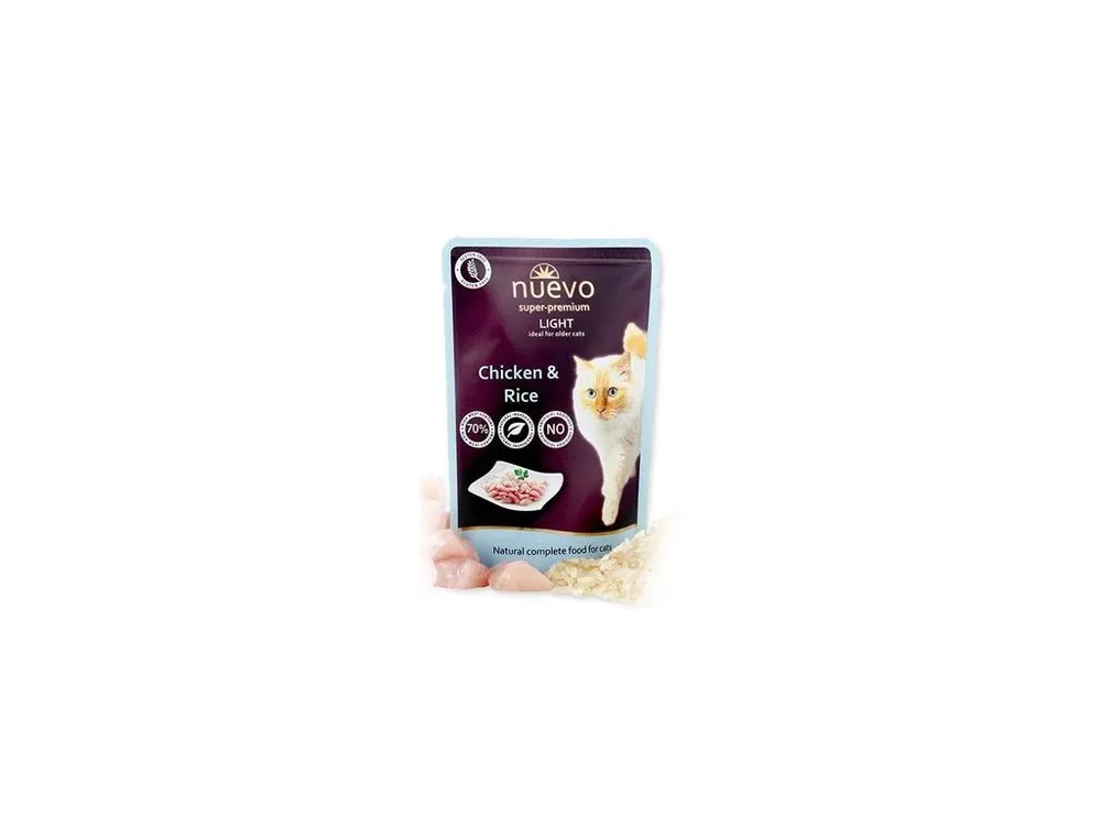 Aktuální Nuevo kočka kapsa Light Kuřecí s rýží 85g