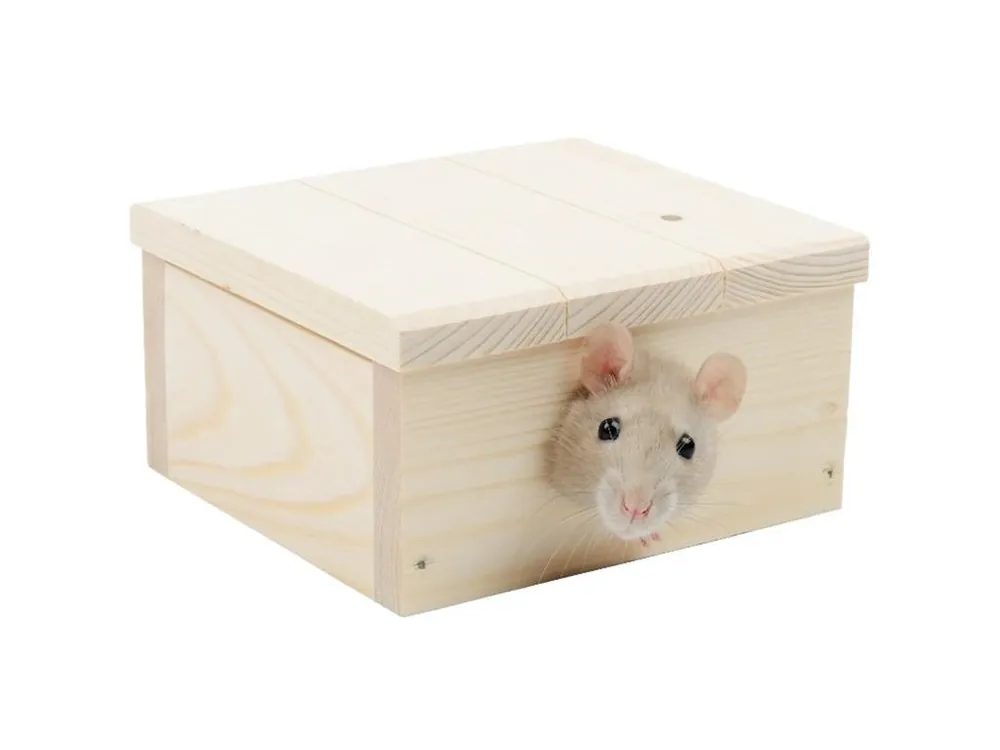 Must-Have Domek dřevo křeček rovná střecha 13 x 12 x 6 cm