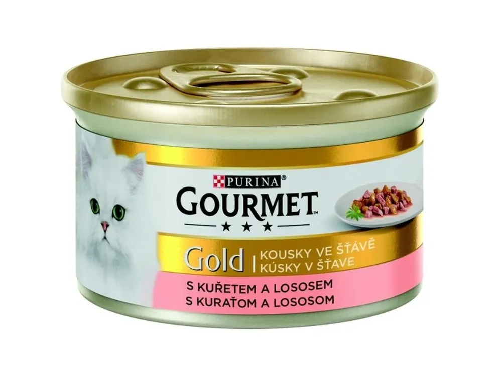 Výprodej Gourmet Gold cat konz.-kousky losos a kuře 85 g