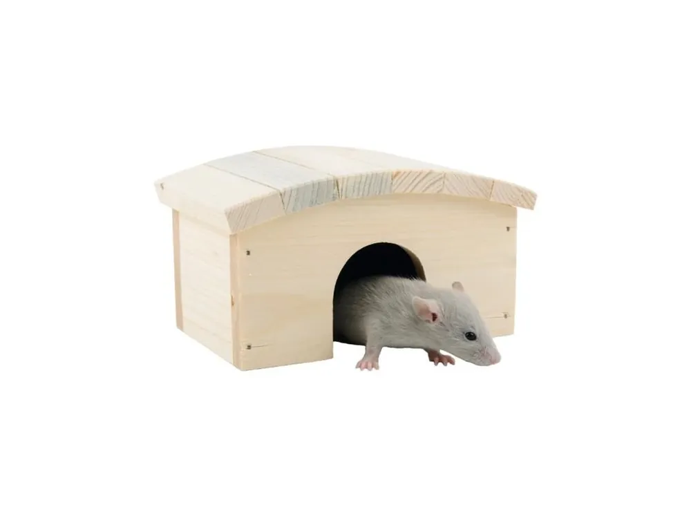 Víkendová Akce Domek dřevo křeček, myš obloukovitá střecha 14 x 10 x 8 cm
