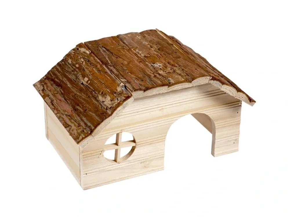 Domek dřevo s kůrou mansardová střecha 28x18x16cm DuvoPlus Nejlepší Cena