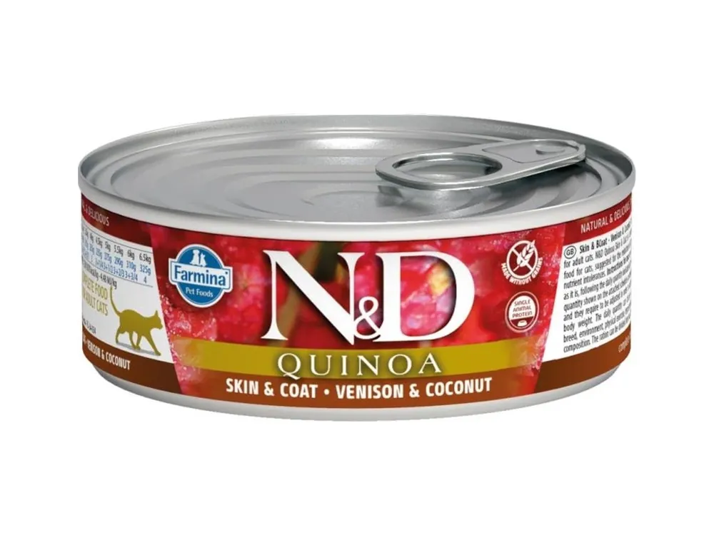 N&D QUINOA Cat konz. Venison & Coconut 80 g Sleva