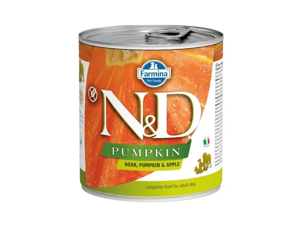 Zlevněný N&D PUMPKIN Dog konz. Wild Boar, Pumpkin & Apple 285 g