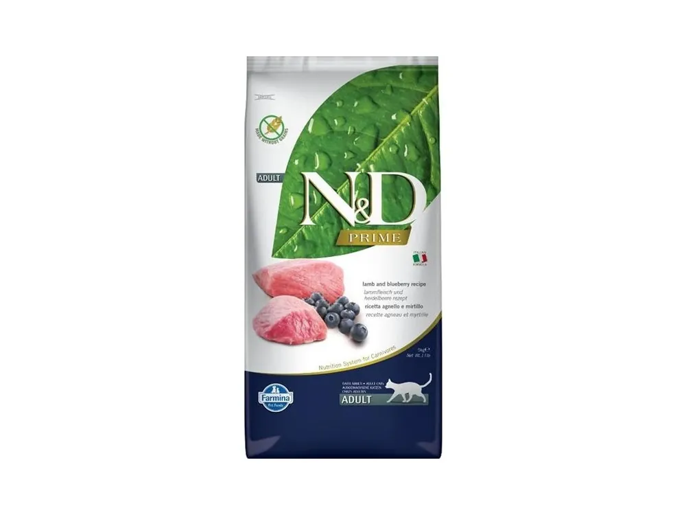 N&D PRIME Cat GF Lamb & Blueberry Adult 5 kg Časově Omezené