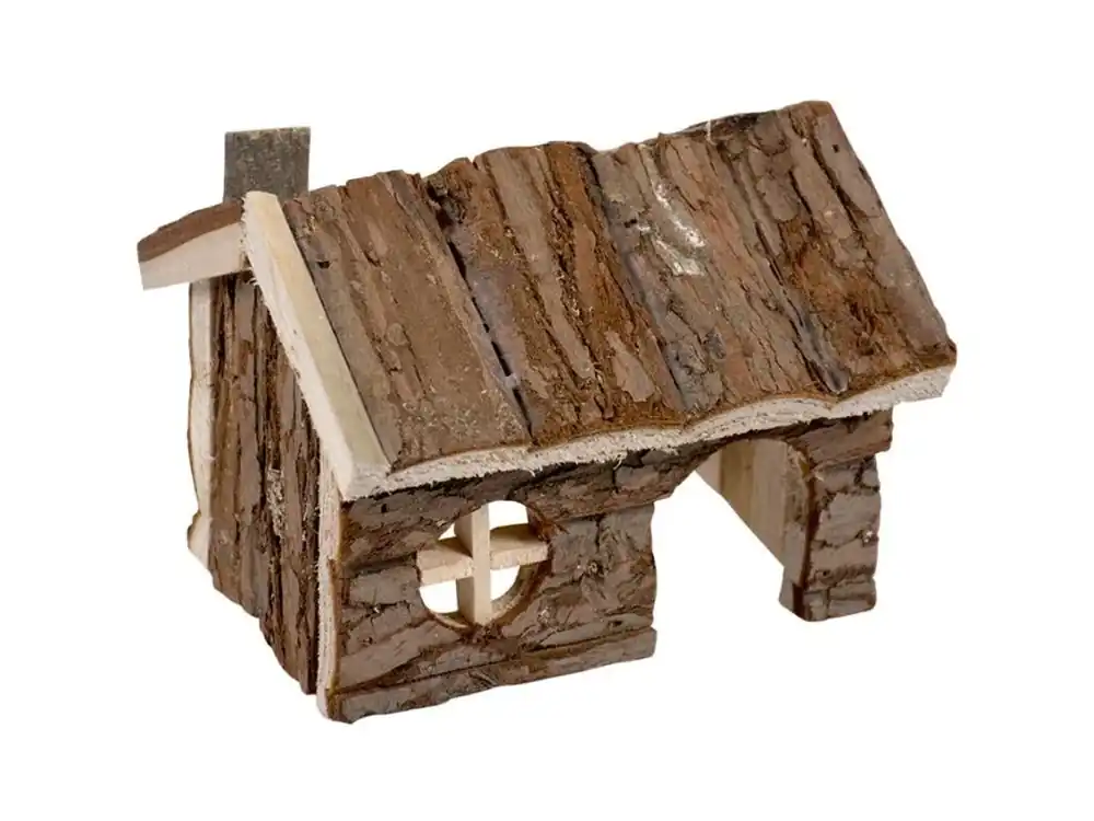 Domek dřevo s kůrou sedlová střecha 15x11x12cm DuvoPlus Originální