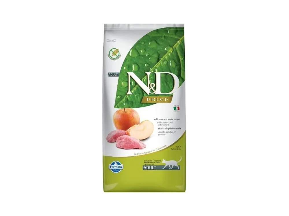 N&D PRIME Cat GF Wild Boar & Apple Adult 5 kg Výprodej