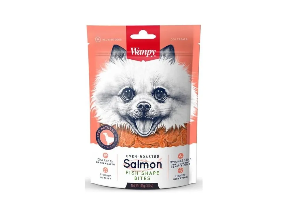 Nejlepší Volba Wanpy Dog Salmon Fish Shape bites 100g
