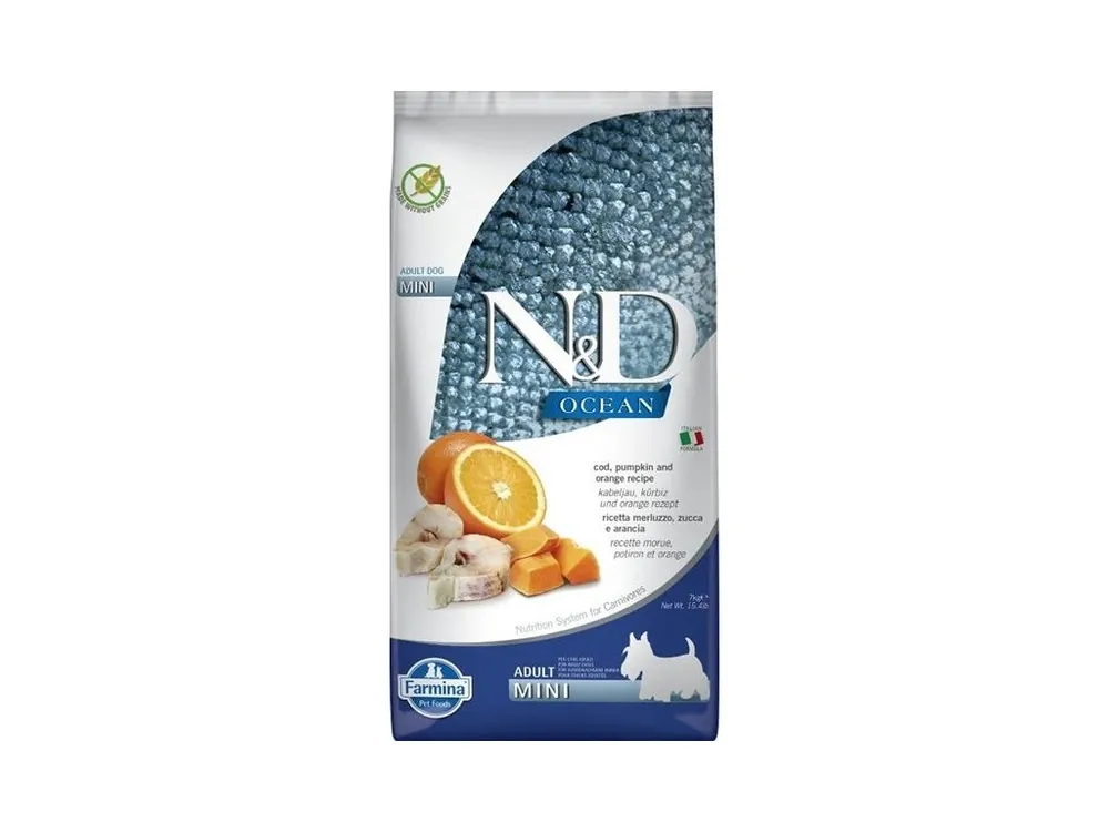 N&D OCEAN Dog GF Cod, Pumpkin & Orange Adult Mini 7 kg Originální