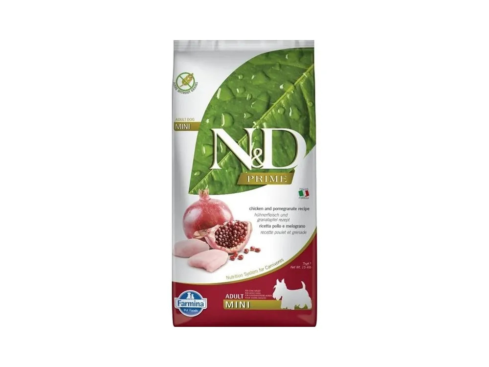 Víkendová Akce N&D PRIME Dog GF Chicken & Pomegranate Adult Mini 7 kg