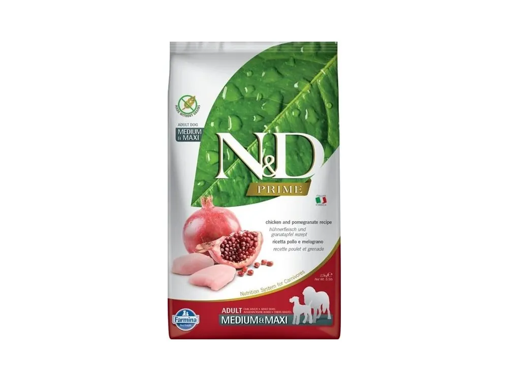 Akce N&D PRIME Dog GF Chicken & Pomegranate Puppy Medium & Maxi 2,5 kg