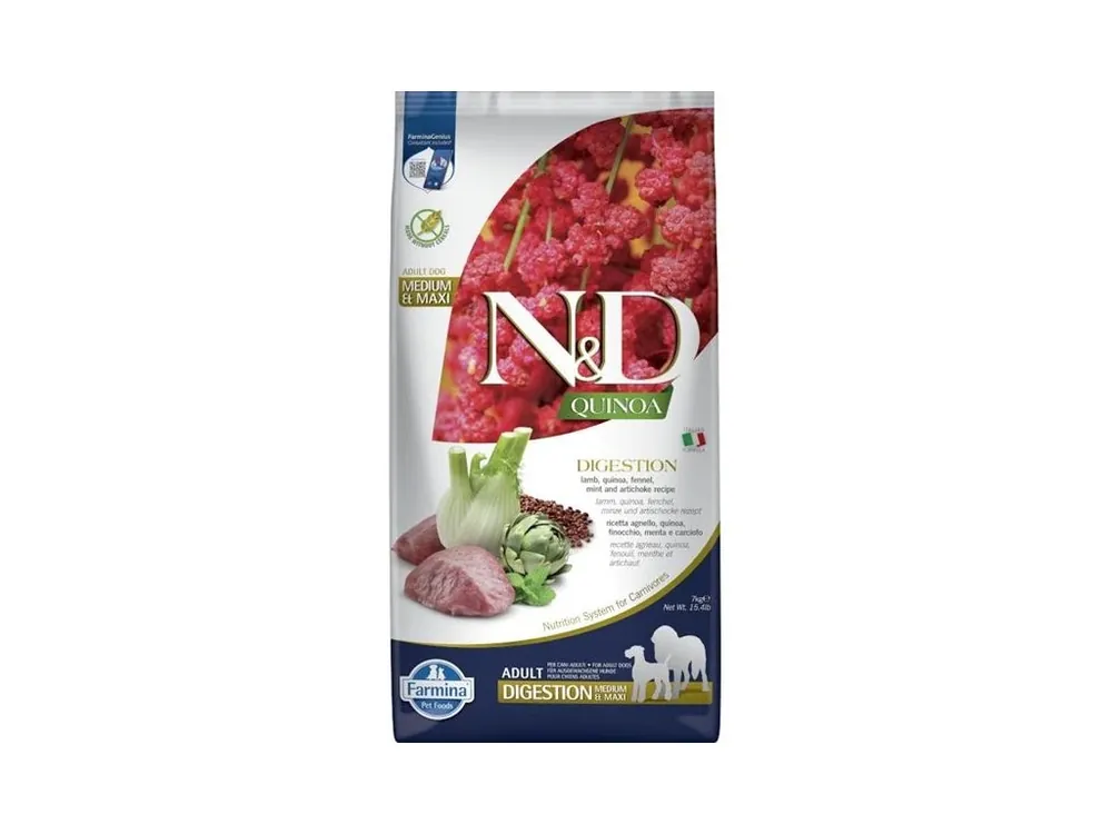 N&D QUINOA Dog GF Digestion, Lamb & Fennel Adult Medium & Maxi 7 kg Nejprodávanější