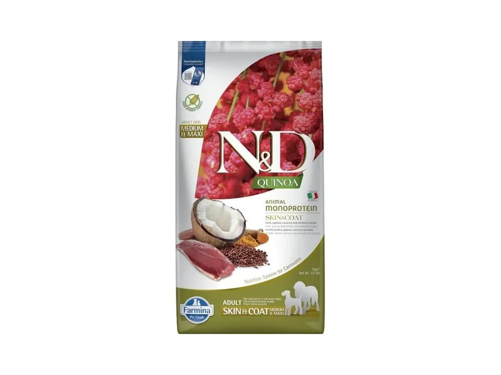 Must-Have N&D QUINOA Dog GF Skin & Coat, Duck & Coconut Adult Medium & Maxi 7 kg