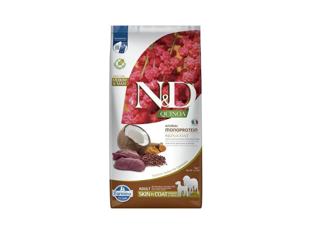 N&D QUINOA Dog GF Skin & Coat, Venison & Coconut Adult Medium & Maxi 7 kg Ověřený