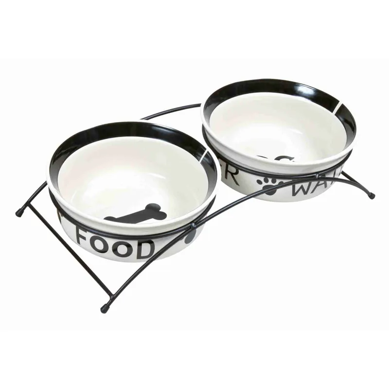Akce TRIXIE Set keramických misek se stojánkem 2 x 1,6 l/20 cm