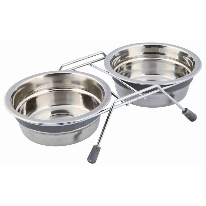 TRIXIE Nerez stojánek + 2 misky se silikonovým kroužkem 450ml/13cm Expresní Doručení