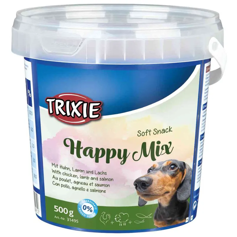 Cenový Hit TRIXIE Soft Snack Happy MIX - kuře, jehněčí, losos, kyblík 500 g
