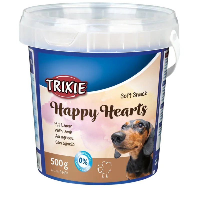 Top Prodej TRIXIE Soft Snack Happy Hearts - srdíčka jehněčí s rýží, kyblík 500 g