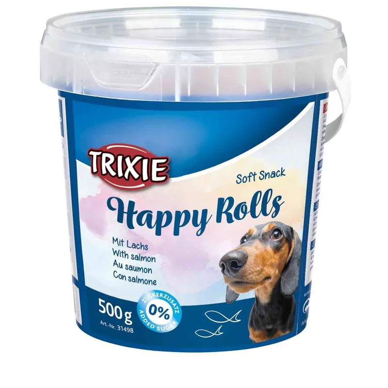 TRIXIE Soft Snack Happy Rolls - tyčinky s lososem, kyblík 500 g Jen Po Omezenou Doba
