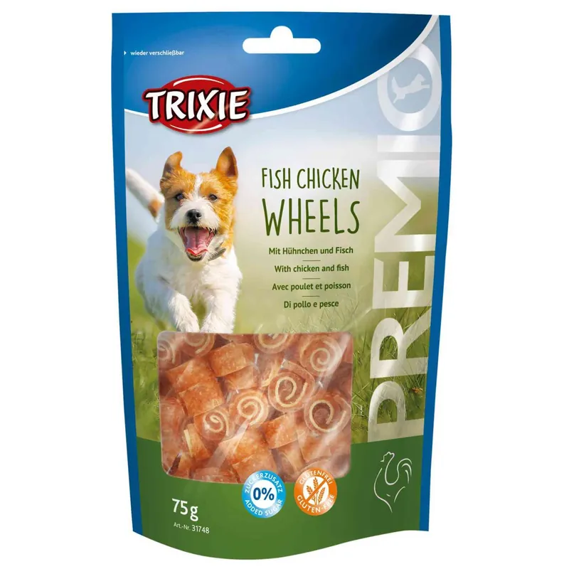 TRIXIE Premio FISH CHICKEN WHEELS měkká kolečka kuře s rybou 75 g Horká Nabídka