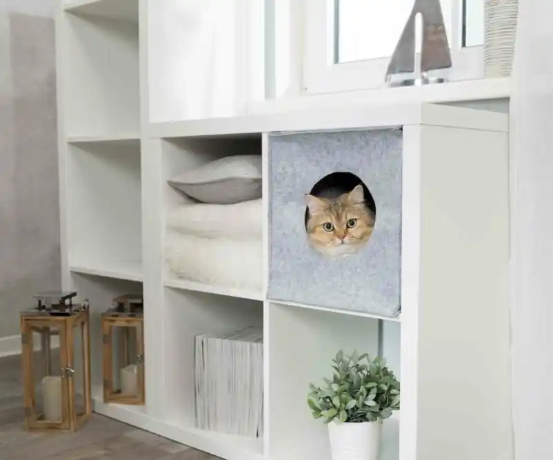 Zlevněný TRIXIE ANTON filcová krabice/jeskyně pro kočku, vhodné do IKEA regálu 33cm šedá
