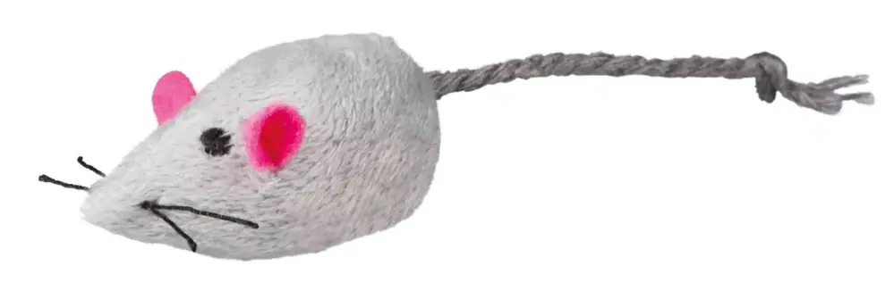 Koupit Online TRIXIE Plyšová myš s rolničkou, 5 cm (2 ks), bílá/šedá
