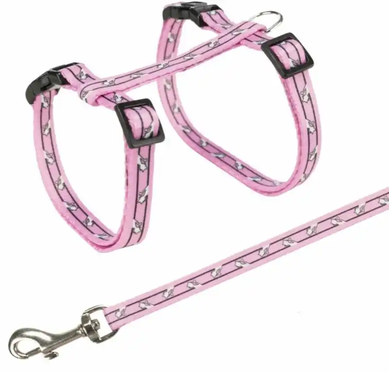 Vysoce Kvalitní TRIXIE Postroj s vodítkem pro kočku - motiv 27-45cm/10mm 1,20m