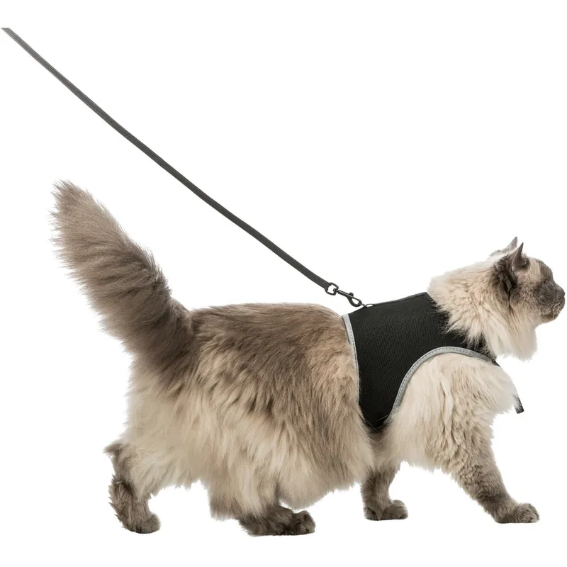 Akční Nabídka TRIXIE Měkký postroj s vodítkem pro kočku XL 36-54cm / 1,20 m černý