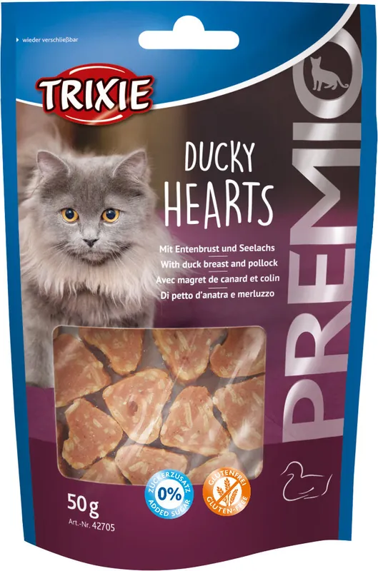 TRIXIE Premio HEARTS light- srdíčka z kachních prsíček a lososa 50g Akční Cena