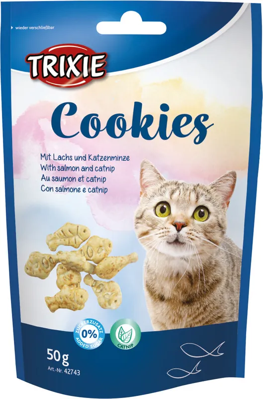 Autentický TRIXIE COOKIES s lososem a catnipem 50 g