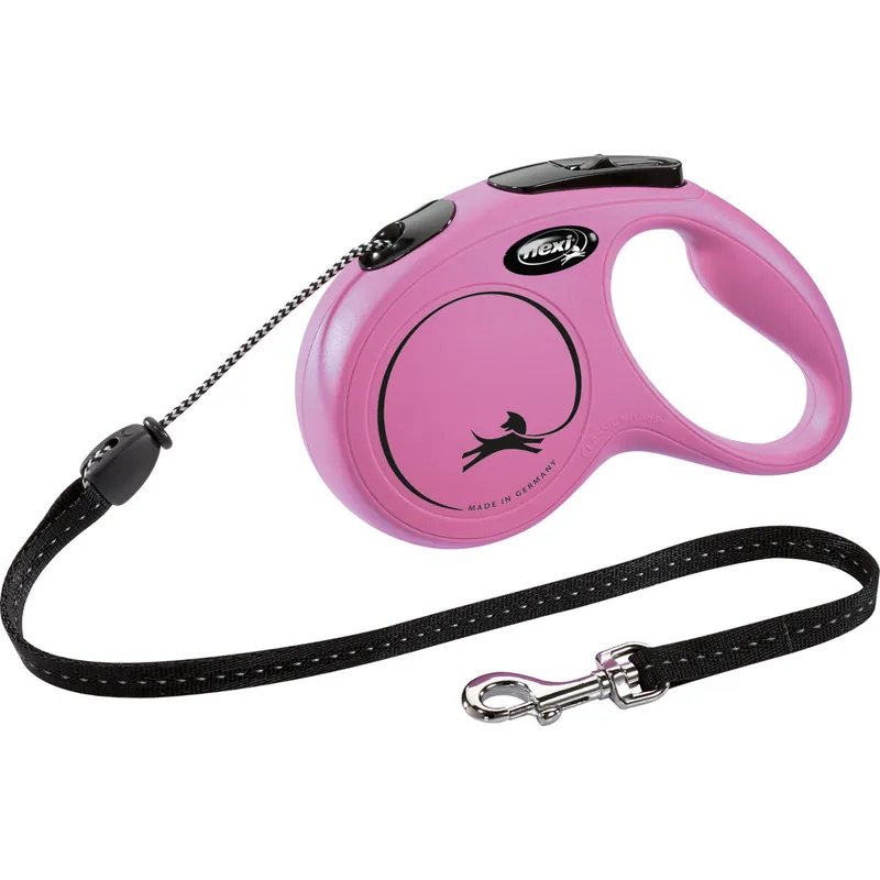 Autentický Flexi New Classic M šňůra 5 m, max. 20kg, - růžová