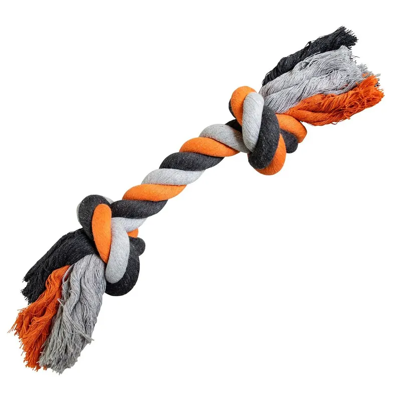 Cenově Výhodný Uzel HipHop bavlněný 2 knoty, šedá - tm.šedá, oranžová 41cm, 460g