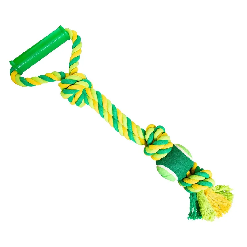Horká Nabídka Přetahovadlo s rukojetí HipHop 3 uzly, tenisák 45 cm / 310 g limetová, zelená