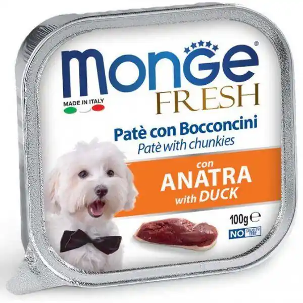 MONGE FRESH - paštika a kousky s kachnou 100 g pro psy Ověřený