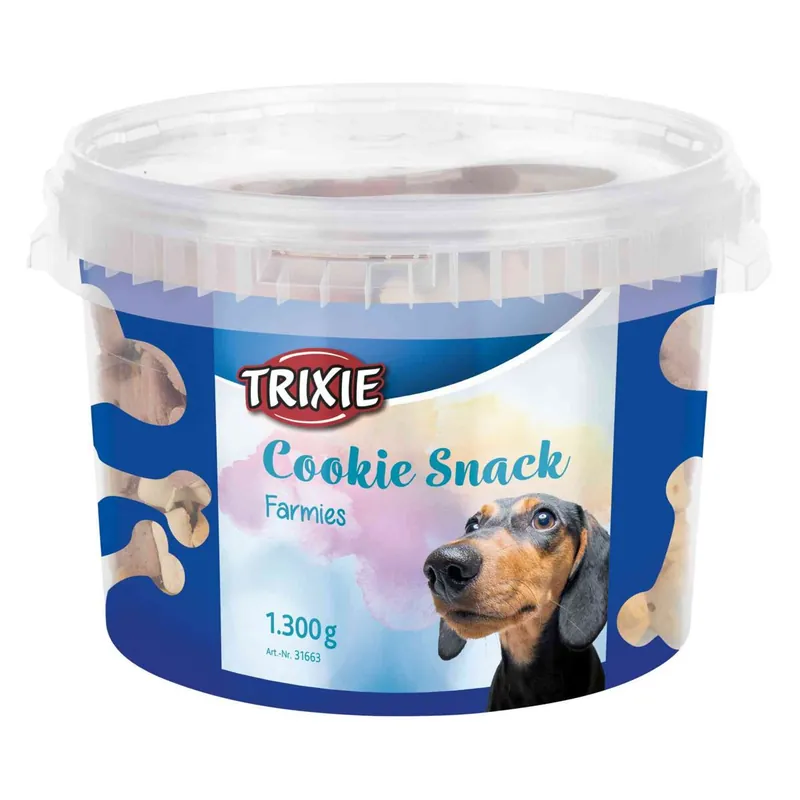 Akce TRIXIE Cookie Snack Farmies v plastovém kyblíku 1300g