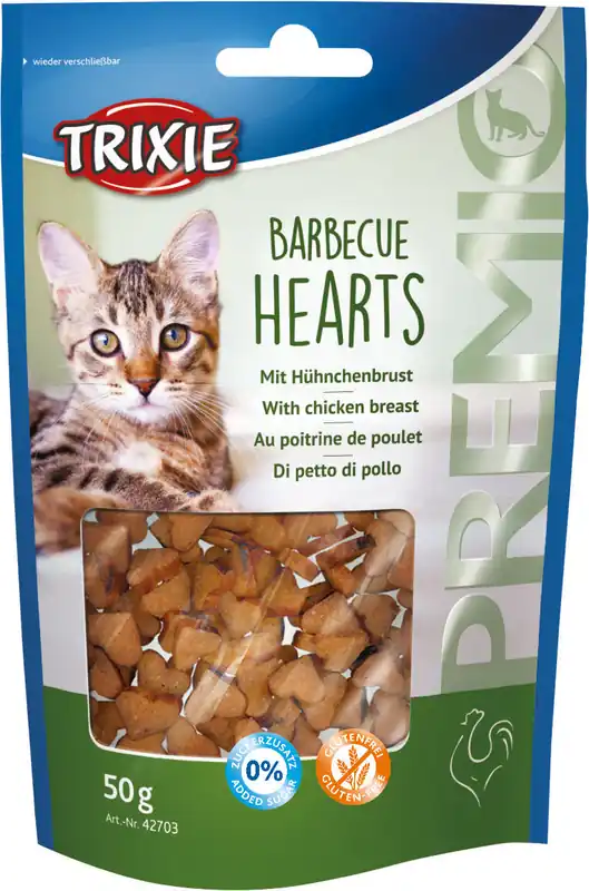 Poslední Šance TRIXIE Premio BARBECUE HEARTS s kuřecím, grilovaná srdíčka 50 g