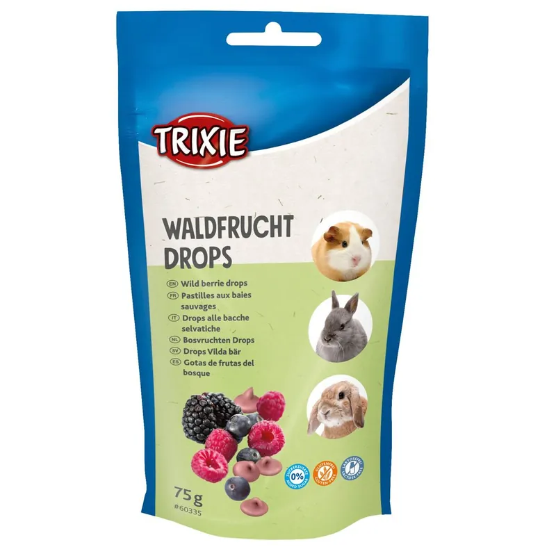 Akce TRIXIE WILD BERRY drops, pamlsek pro hlodavce s lesními plody, 75 g