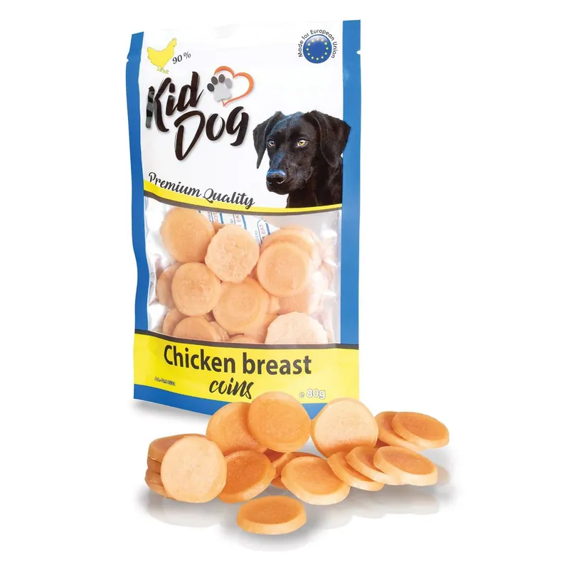 Levný KIDDOG kuřecí mince z kuřecích prsou 80 g