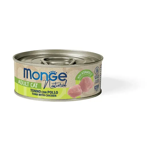 Výhodná Nabídka MONGE NATURAL kousky tuňáka s kuřecím masem pro kočky 80 g