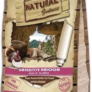 Dokud Zásoby Vydrží Natural Greatness Sensitive Indoor Cat Rec./kuře,krůta/ 600g