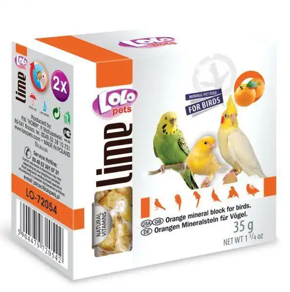 Super Cena LOLOpets LIME pomerančový minerální kámen pro ptáky 35 g