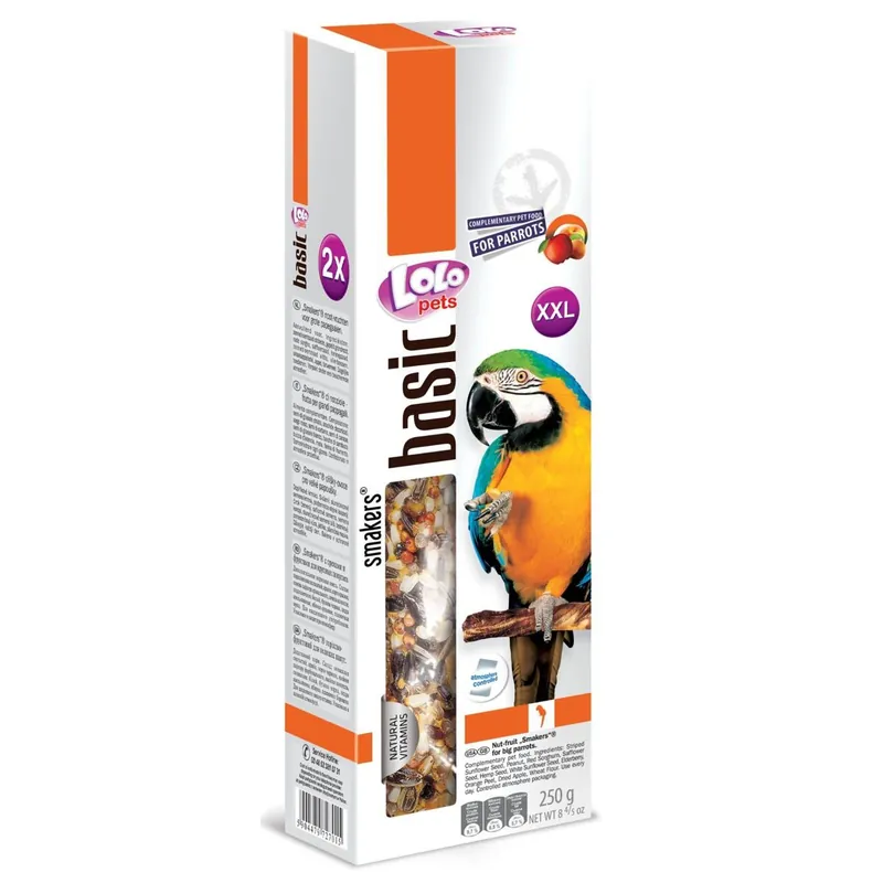 Autentický LOLO SMAKERS XXL 2 klasy ořech-ovoce pro velké papoušky 250g