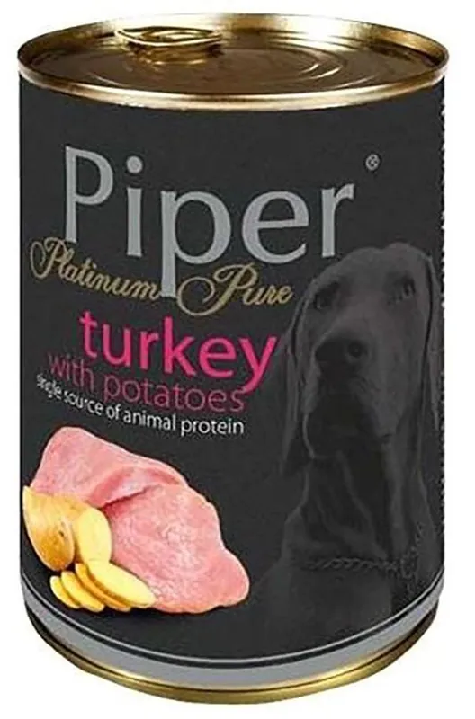 PIPER PLATINUM PURE krůta s bramborami, konzerva pro psy, 400 g Novinka