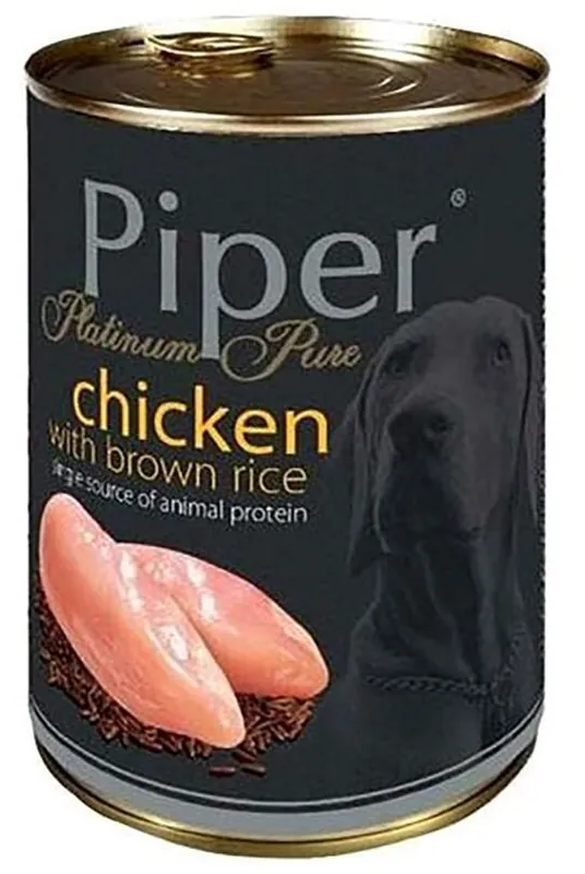 Horká Nabídka PIPER PLATINUM PURE kuře s hnědou rýží, konzerva pro psy, 400 g