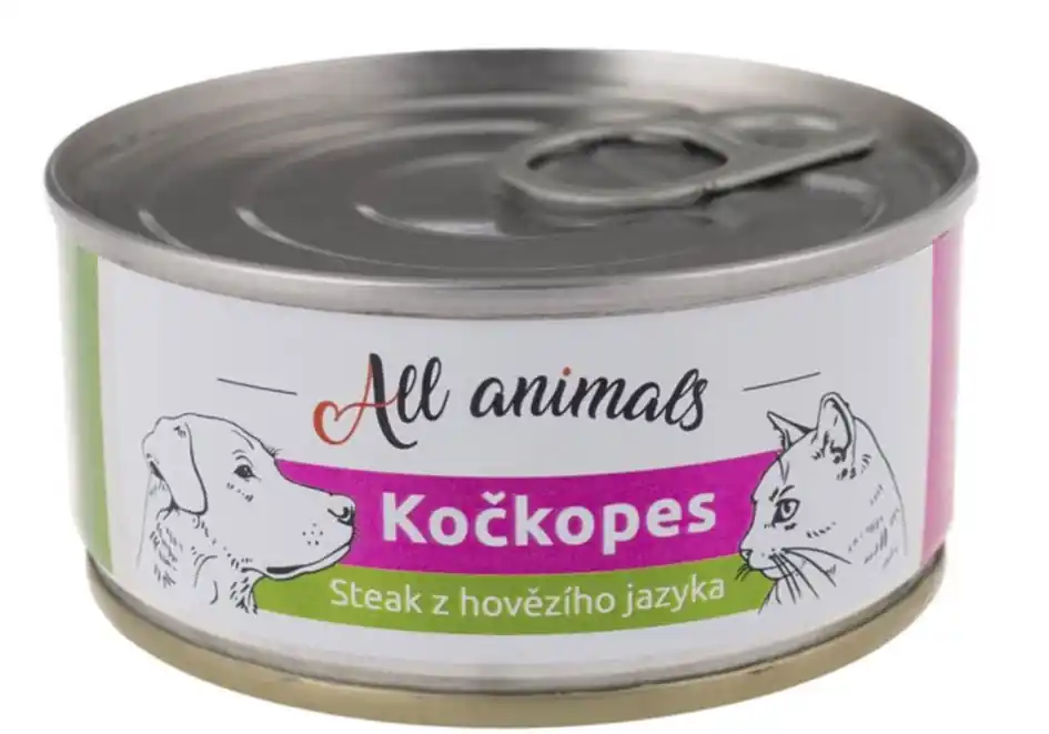 Levný ALL ANIMALS konzerva KOČKOPES steak z hovězího jazyka, 100 g