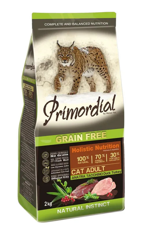 Časově Omezené Primordial GF Cat Adult Duck & Turkey 2 kg