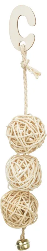 Časově Omezené Ratanové míčky s rolničku 3 ks, závěsné, 24 cm