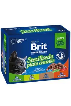 Brit Premium Cat kapsa Sterilised Plate 1200g(12x100g) Nová Kolekce