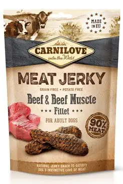 Zlevněný Carnilove Dog Jerky Beef with Beef Muscle Fillet 100g