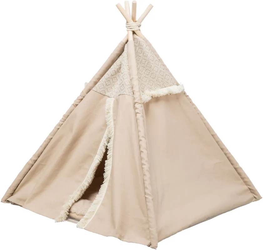 Oblíbený TRIXIE Teepee BOHO s polštářem, 55 x 65 x 44 cm, bavlna, béžová