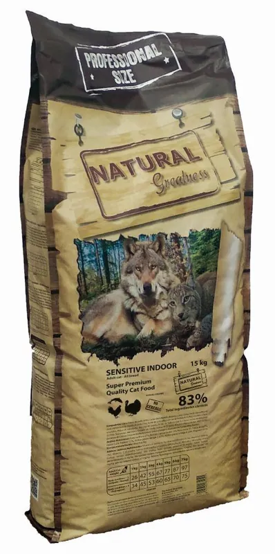 Natural Greatness Sensitive Indoor Cat Recipe/kuře,krůta/ 15 kg Hit Sezóny